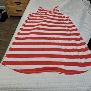 Red and White Striped Sleeveless Dress